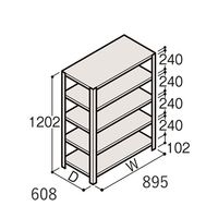アズワン 軽量棚 ERR開放型 H1200×W900×D600 有効棚 4段 67-5241-25 1個（直送品）