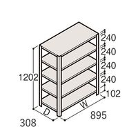 アズワン 軽量棚 ERR開放型 H1200×W900×D300 有効棚 4段 67-5241-23 1個（直送品）