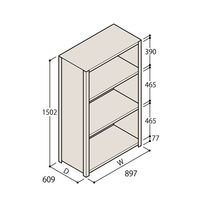 アズワン 軽量棚 ERR密閉型 H1500×W900×D600 有効棚 3段 67-5245-99 1個（直送品）