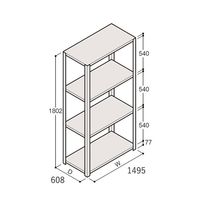 アズワン 軽量棚 ERR開放型 H1800×W1500×D600 有効棚 3段 67-5241-79 1個（直送品）