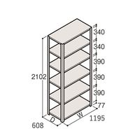アズワン 軽量棚 ERR開放型 H2100×W1200×D600 有効棚 5段 67-5242-49 1個（直送品）