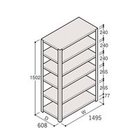 アズワン 軽量棚 ERR開放型 H1500×W1500×D600 有効棚 5段 67-5241-67 1個（直送品）
