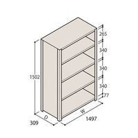 アズワン 軽量棚 ERR密閉型 H1500×W1500×D300 有効棚 4段 67-5246-16 1個（直送品）