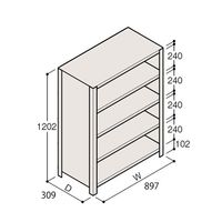 アズワン 軽量棚 ERR密閉型 H1200×W900×D300 有効棚 4段 67-5245-85 1個（直送品）