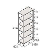アズワン 軽量棚 ERR開放型 H2400×W1500×D600 有効棚 5段 67-5243-01 1個（直送品）