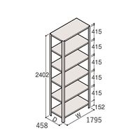 アズワン 軽量棚 ERR開放型 H2400×W1800×D450 有効棚 5段 67-5243-03 1個（直送品）