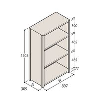 アズワン 軽量棚 ERR密閉型 H1500×W900×D300 有効棚 3段 67-5245-97 1個（直送品）