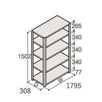アズワン 軽量棚 ERR開放型 H1500×W1800×D300 有効棚 4段 67-5241-56 1個（直送品）