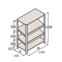 アズワン 軽量棚 ERR傾斜型 H1200×W1500×D450 有効棚 3段 67-5244-78 1個（直送品）
