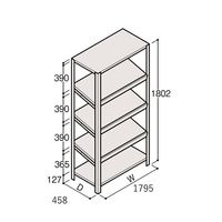 アズワン 軽量棚 ERR傾斜型 H1800×W1800×D450 有効棚 4段 67-5245-13 1個（直送品）