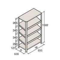 アズワン 軽量棚 ERR傾斜型 H1500×W900×D600 有効棚 4段 67-5244-91 1個（直送品）