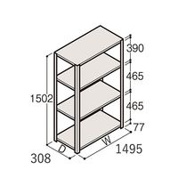 アズワン 軽量棚 ERR開放型 H1500×W1500×D300 有効棚 3段 67-5241-41 1個（直送品）