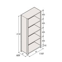 アズワン 軽量棚 ERR密閉型 H2100×W1200×D600 有効棚 4段 67-5246-99 1個（直送品）