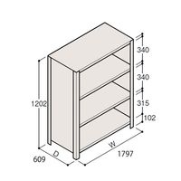 アズワン 軽量棚 ERR密閉型 H1200×W1800×D600 有効棚 3段 67-5245-84 1個（直送品）
