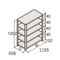 アズワン 軽量棚 ERR開放型 H1200×W1200×D450 有効棚 4段 67-5241-27 1個（直送品）