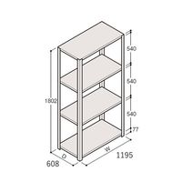 アズワン 軽量棚 ERR開放型 H1800×W1200×D600 有効棚 3段 67-5241-76 1個（直送品）