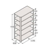 アズワン 軽量棚 ERR開放型 H1500×W1200×D600 有効棚 5段 67-5241-64 1個（直送品）