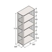 アズワン 軽量棚 ERR金網型 H2100×W900×D600 有効棚 4段 67-5244-40 1個（直送品）