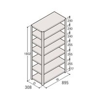 アズワン 軽量棚 ERR開放型 H1800×W900×D300 有効棚 6段 67-5242-08 1個（直送品）