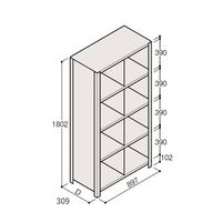 アズワン 軽量棚 ERR仕切型 H1800×W900 ×D300 有効棚 4段 2分割 67-5245-47 1個（直送品）