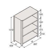 アズワン 軽量棚 ERR密閉型 H1200×W900×D450 有効棚 3段 67-5245-74 1個（直送品）