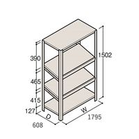 アズワン 軽量棚 ERR傾斜型 H1500×W1800×D600 有効棚 3段 67-5244-89 1個（直送品）