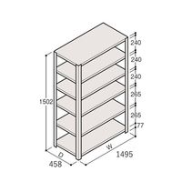 アズワン 軽量棚 ERR開放型 H1500×W1500×D450 有効棚 5段 67-5241-66 1個（直送品）