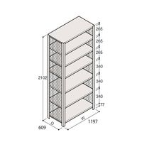 アズワン 軽量棚 ERR金網型 H2100×W1200×D600 有効棚 6段 67-5244-67 1個（直送品）
