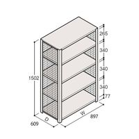 アズワン 軽量棚 ERR金網型 H1500×W900×D600 有効棚 4段 67-5243-55 1個（直送品）