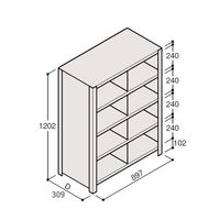 アズワン 軽量棚 ERR仕切型 H1200×W900 ×D300 有効棚 4段 2分割 67-5245-27 1個（直送品）