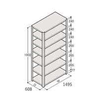 アズワン 軽量棚 ERR開放型 H1800×W1500×D600 有効棚 6段 67-5242-16 1個（直送品）