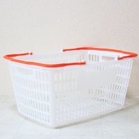 大和産業 買い物かご SLー20 ナチュラル把手オレンジ 10個セット SL-20-NROR-10P 1セット(10個) 538-1899（直送品）