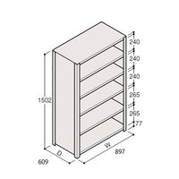 アズワン 軽量棚 ERR密閉型 H1500×W900×D600 有効棚 5段 67-5246-24 1個（直送品）