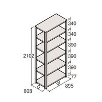 アズワン 軽量棚 ERR開放型 H2100×W900×D600 有効棚 5段 67-5242-46 1個（直送品）