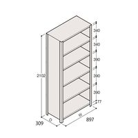 アズワン 軽量棚 ERR密閉型 H2100×W900×D300 有効棚 5段 67-5247-07 1個（直送品）