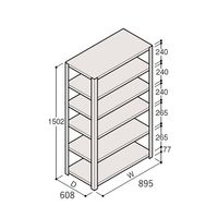 アズワン 軽量棚 ERR開放型 H1500×W900×D600 有効棚 5段 67-5241-61 1個（直送品）