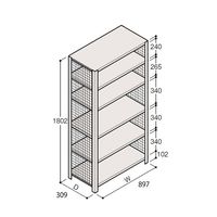 アズワン 軽量棚 ERR金網型 H1800×W900×D300 有効棚 5段 67-5244-02 1個（直送品）