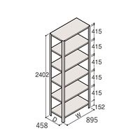 アズワン 軽量棚 ERR開放型 H2400×W900×D450 有効棚 5段 67-5242-93 1個（直送品）