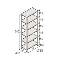 アズワン 軽量棚 ERR開放型 H2400×W1800×D300 有効棚 5段 67-5243-02 1個（直送品）