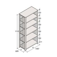 アズワン 軽量棚 ERR金網型 H2100×W1500×D600 有効棚 5段 67-5244-58 1個（直送品）