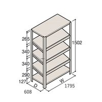 アズワン 軽量棚 ERR傾斜型 H1500×W1800×D600 有効棚 4段 67-5244-97 1個（直送品）