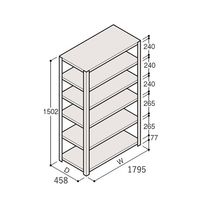 アズワン 軽量棚 ERR開放型 H1500×W1800×D450 有効棚 5段 67-5241-69 1個（直送品）
