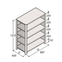 アズワン 軽量棚 ERR金網型 H1200×W900×D450 有効棚 4段 67-5243-30 1個（直送品）