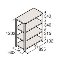 アズワン 軽量棚 ERR開放型 H1200×W900×D600 有効棚 3段 67-5241-13 1個（直送品）