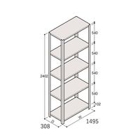 アズワン 軽量棚 ERR開放型 H2400×W1500×D300 有効棚 4段 67-5242-86 1個（直送品）