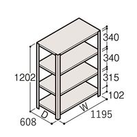 アズワン 軽量棚 ERR開放型 H1200×W1200×D600 有効棚 3段 67-5241-16 1個（直送品）