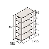 アズワン 軽量棚 ERR開放型 H1500×W1800×D450 有効棚 4段 67-5241-57 1個（直送品）