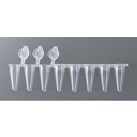 PCR用キャップ付き8連チューブ 0.1mL フラットキャップ 60個×2袋入 PCR-8SAC-RT-1-C 1箱(120個)（直送品）