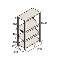 アズワン 軽量棚 ERR傾斜型 H1500×W1500×D450 有効棚 3段 67-5244-86 1個（直送品）