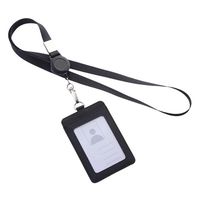 Trimate リール式平紐ネックストラップ 名刺・IDカードホルダー付き 縦型 ブラック TR-STP024-BK 1個（直送品）